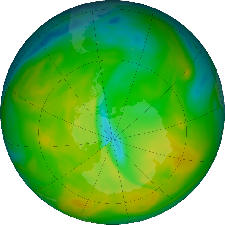Antarctic ozone map for 13 November 2019